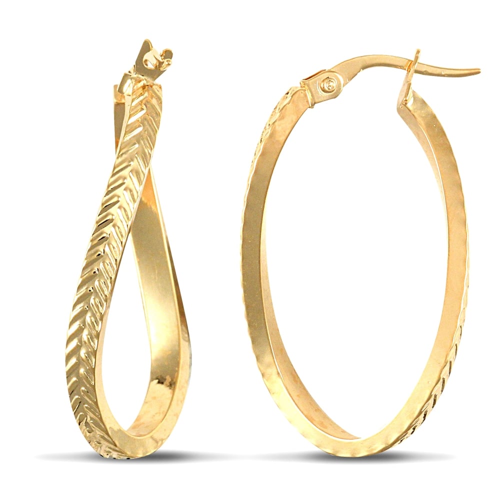 Ladies 9ct Yellow Gold Wavey Infinity Hoop Earrings