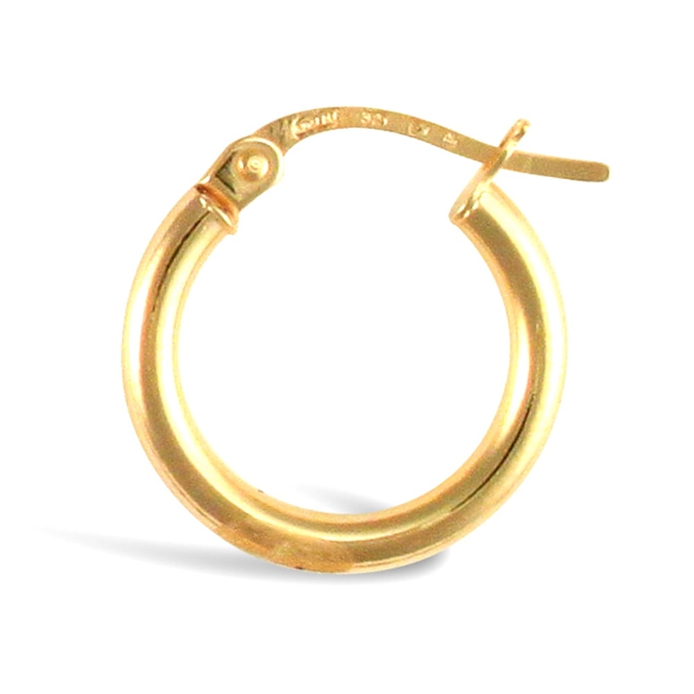 Ladies 9ct Yellow Gold Polished 2mm Hoop Earrings 15mm
