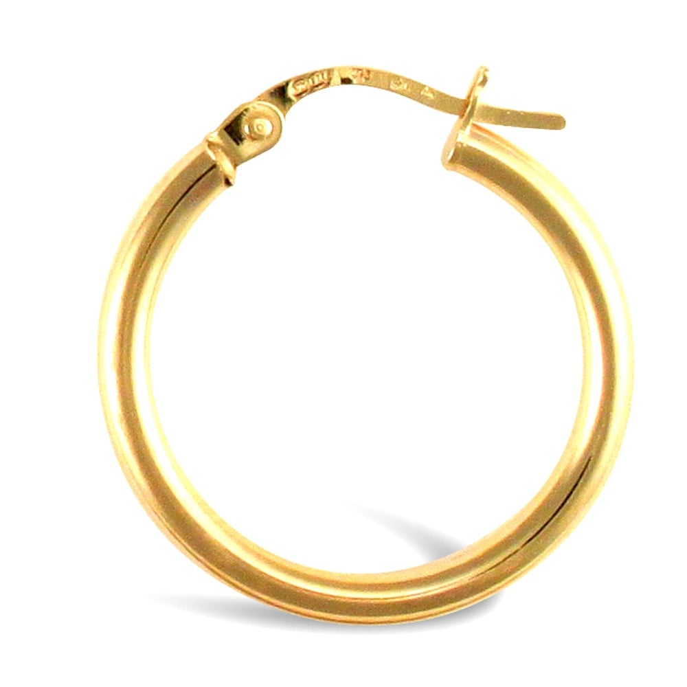 Ladies 9ct Yellow Gold Polished 2mm Hoop Earrings 20mm