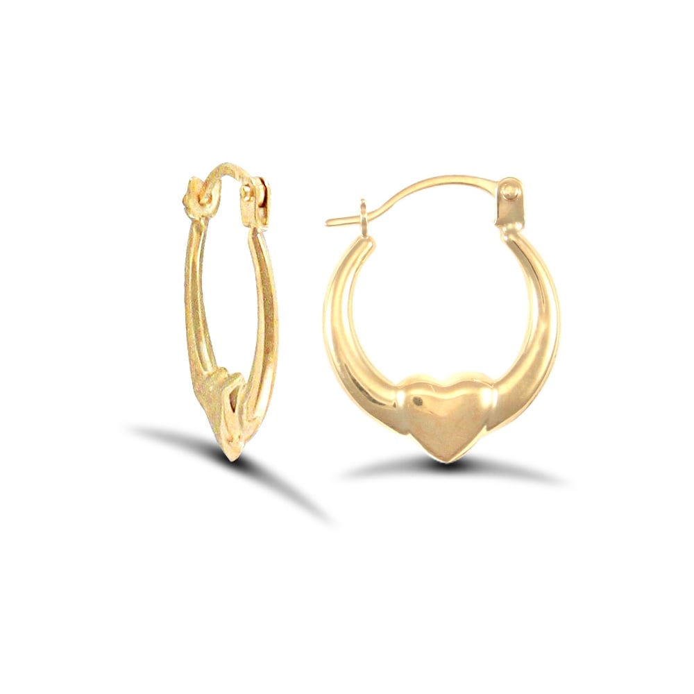 Ladies 9ct Yellow Gold Simple Claddagh (Chladaigh) Creole Earrings