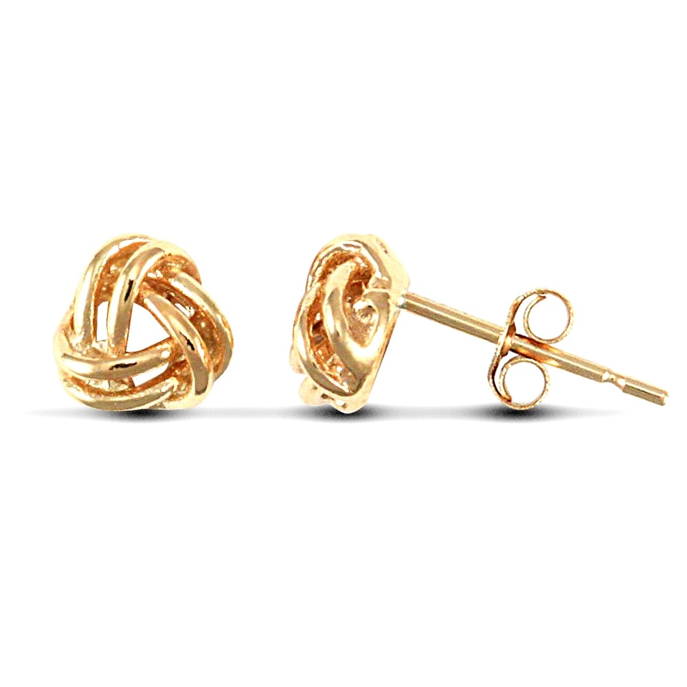 Ladies 9ct Yellow Gold Wool Love Knot Stud Earrings