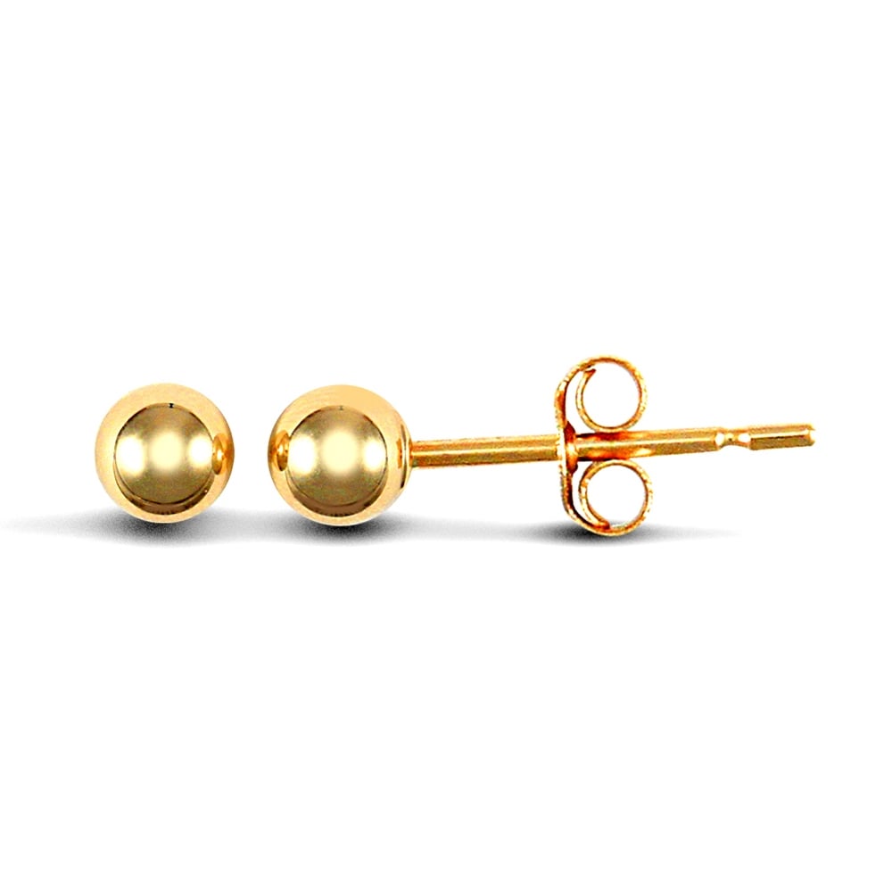 9ct Yellow Gold Ball Bead Stud Earrings, 3mm