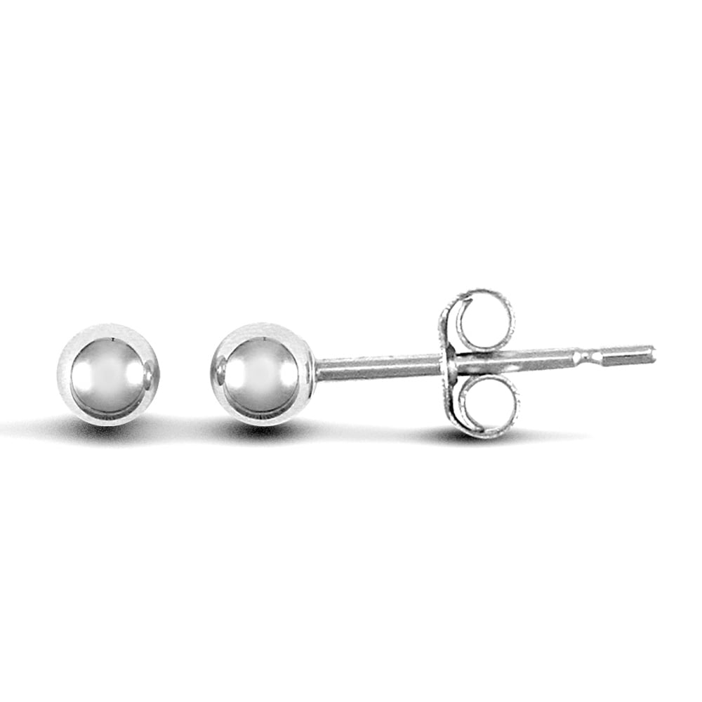 9ct White Gold Ball Bead Stud Earrings, 3mm
