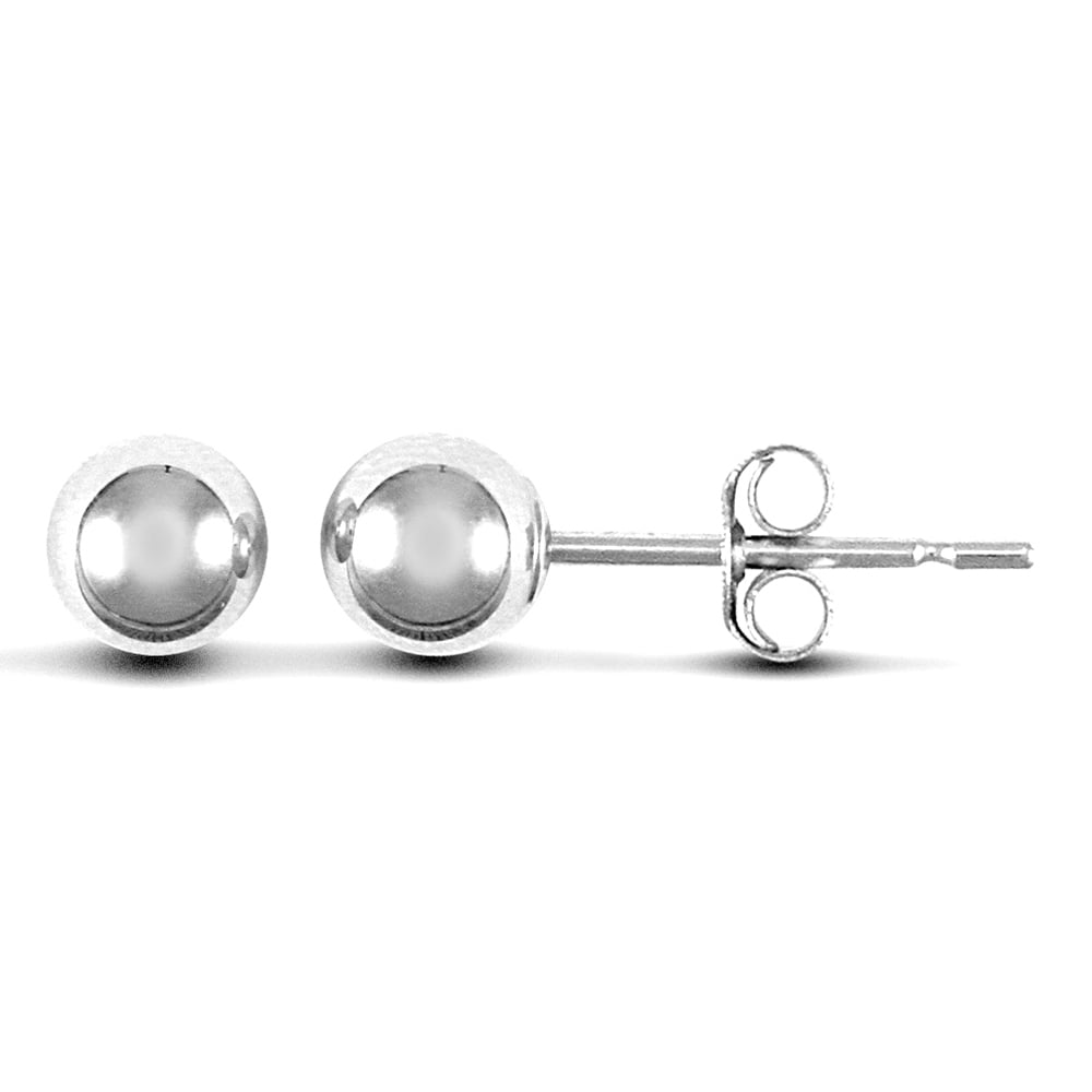 9ct White Gold Ball Bead Stud Earrings, 4mm
