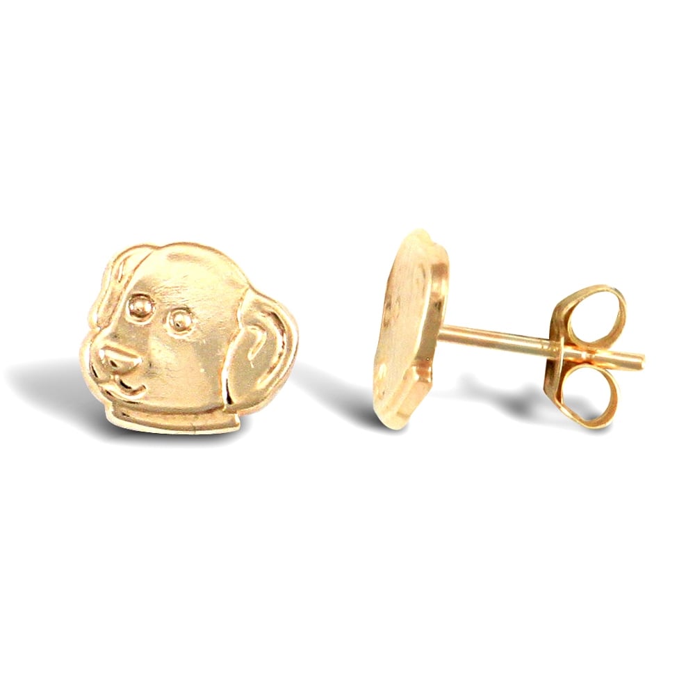 Ladies 9ct Yellow Gold Dog Head Stud Earrings