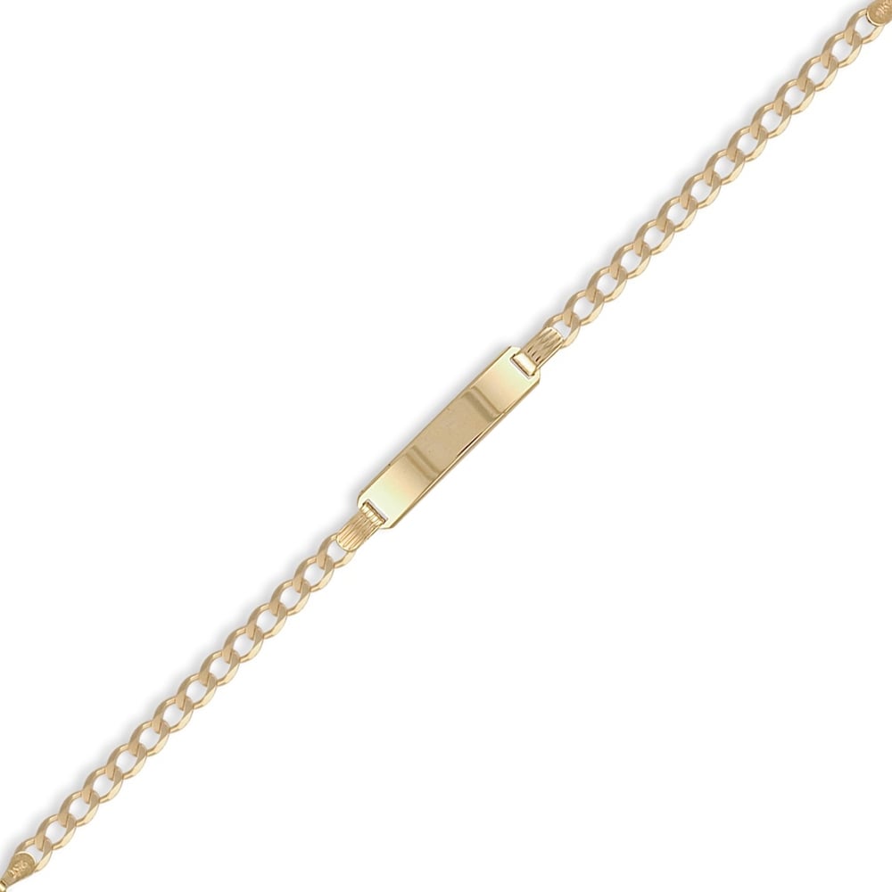 Unisex Solid 9ct Yellow Gold Curb Link 3.2mm Gauge Identity ID Bracelet