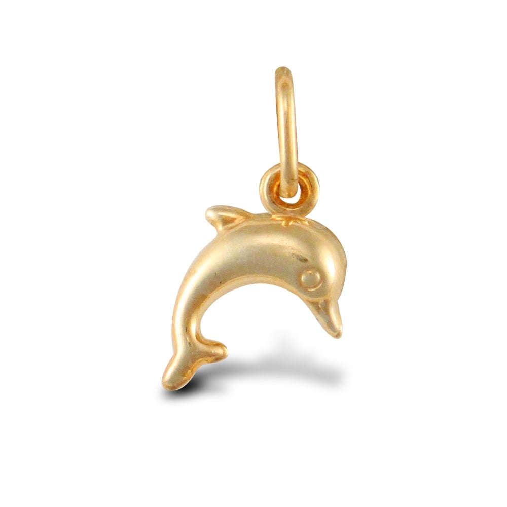 Ladies 9ct Yellow Gold Micro Dolphin Charm Pendant