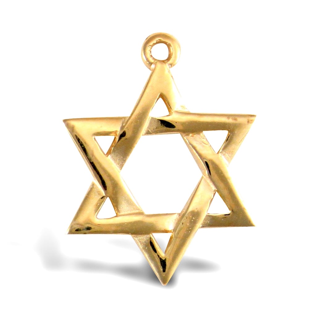 Solid 9ct Yellow Gold Star of David Charm Pendant