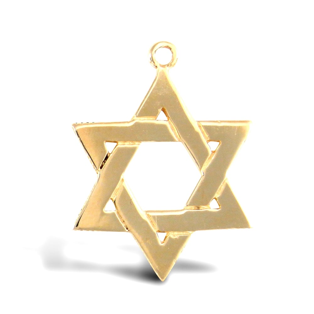 Solid 9ct Yellow Gold Star of David Charm Pendant