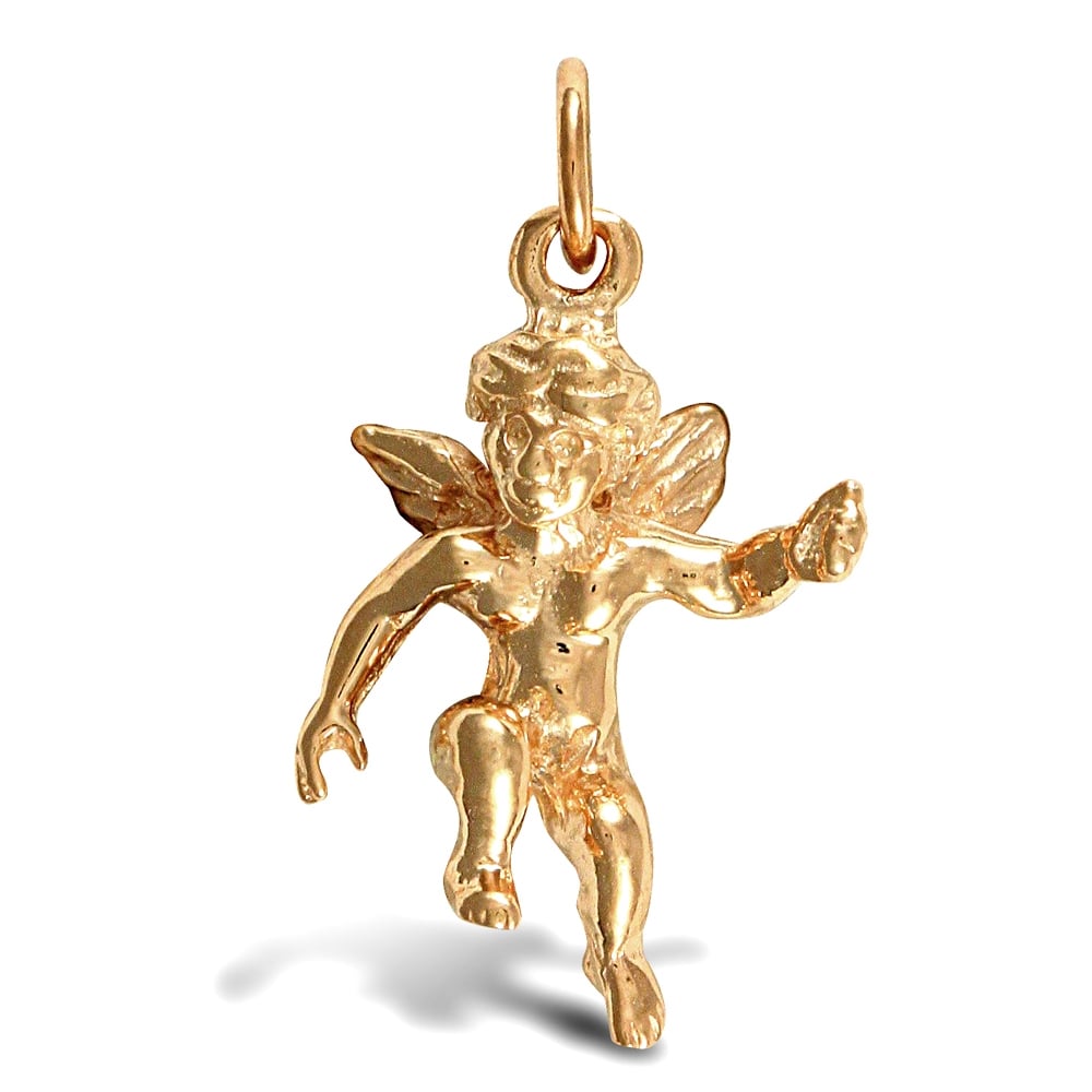 Ladies Solid 9ct Yellow Gold Cherub Angel Charm Pendant