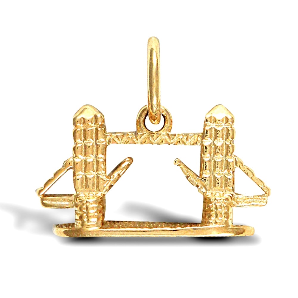 Solid 9ct Yellow Gold River Thames Tower Bridge Charm Pendant