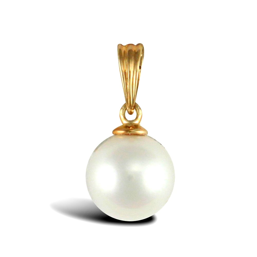 Ladies 9ct Yellow Gold Seawater Cultured Akoya Pearl Full Moon Pendant 7mm
