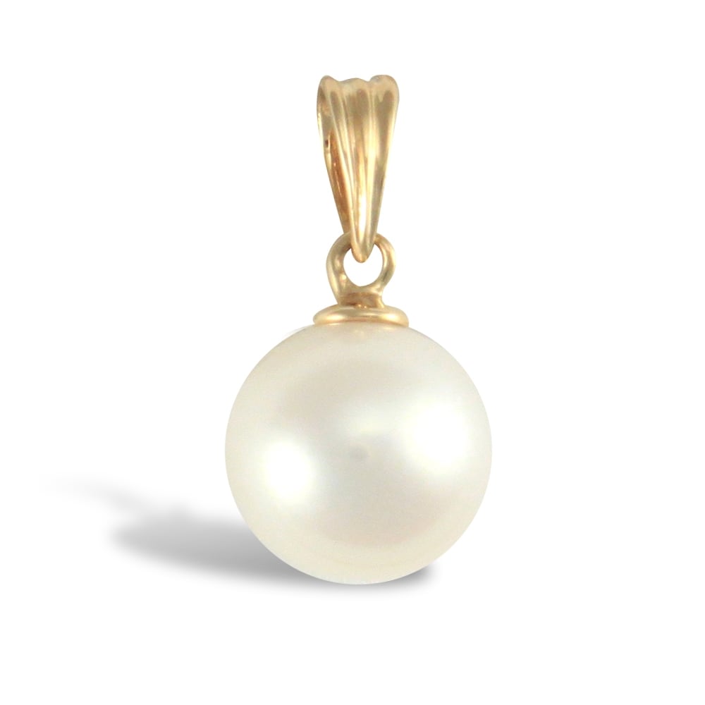Ladies 9ct Yellow Gold Seawater Cultured Akoya Pearl Full Moon Pendant 8mm