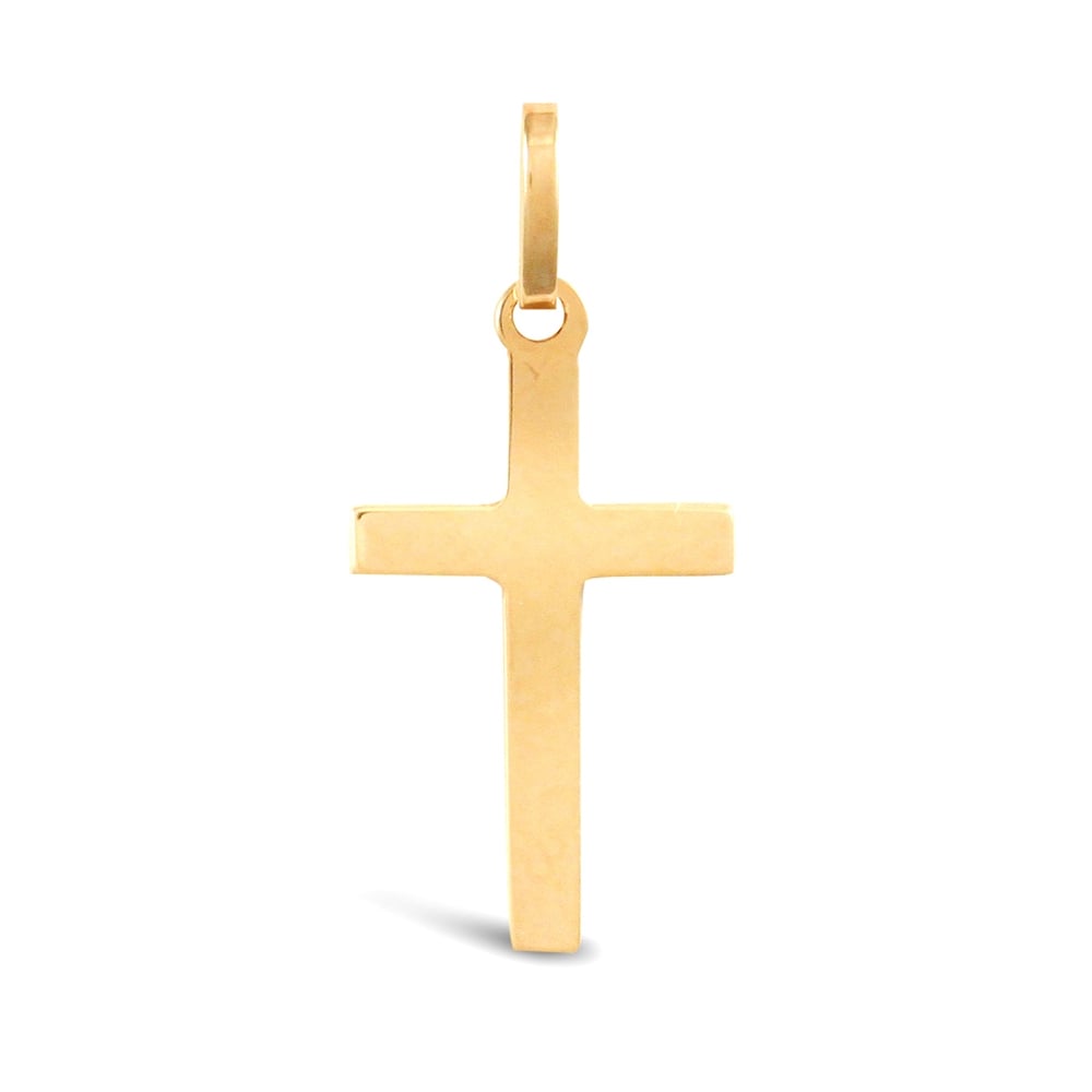 Solid 9ct Yellow Gold Plain Cross Pendant