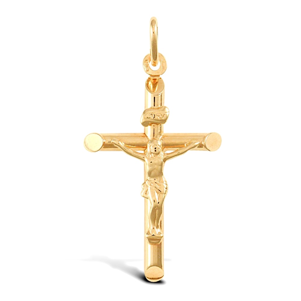 9ct Yellow Gold INRI Crucifix Cross Pendant