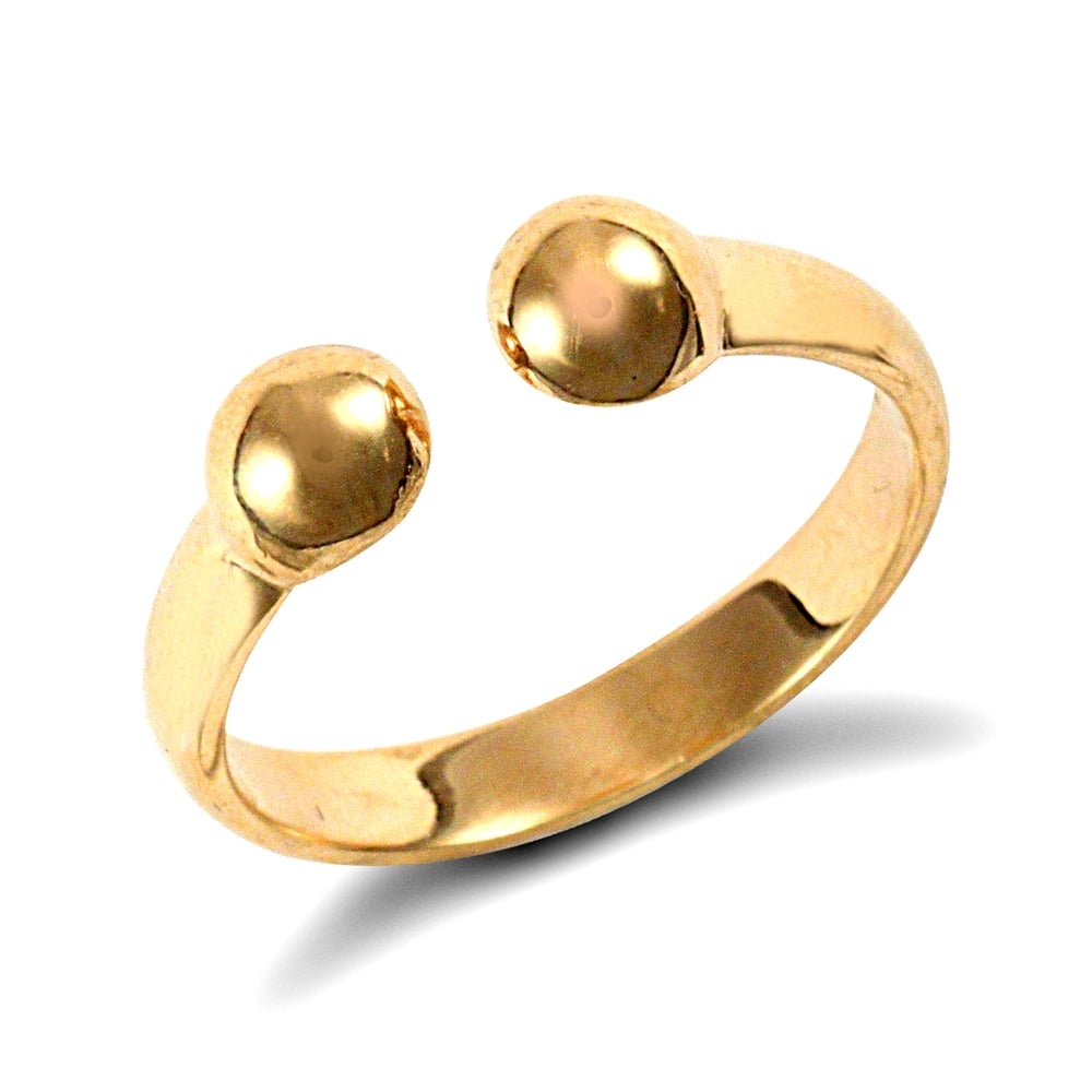 Ladies Solid 9ct Yellow Gold Bead Torque Ring