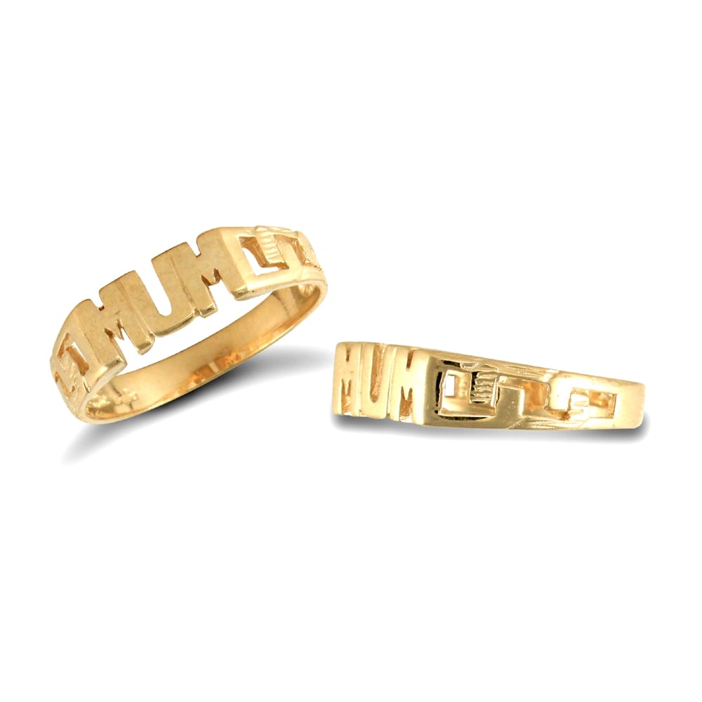 Ladies Solid 9ct Yellow Gold Curb Link Sides MUM Ring