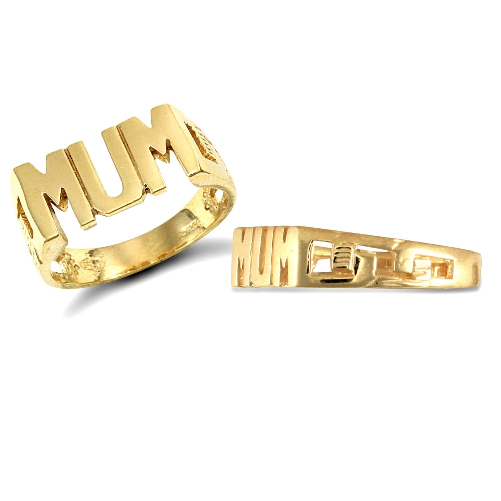 Ladies Solid 9ct Yellow Gold Curb Link Sides MUM Ring