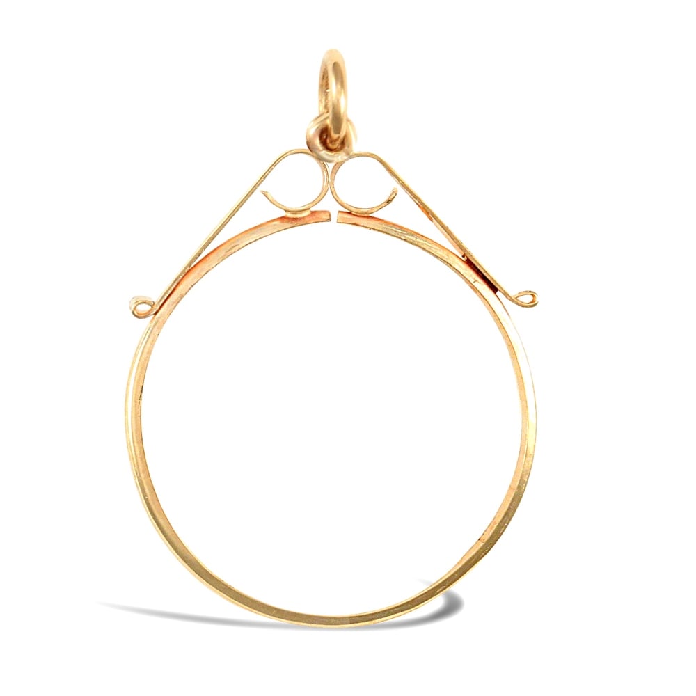 9ct Yellow Gold Scroll Top Lightweight Half Sovereign Coin Mount Pendant