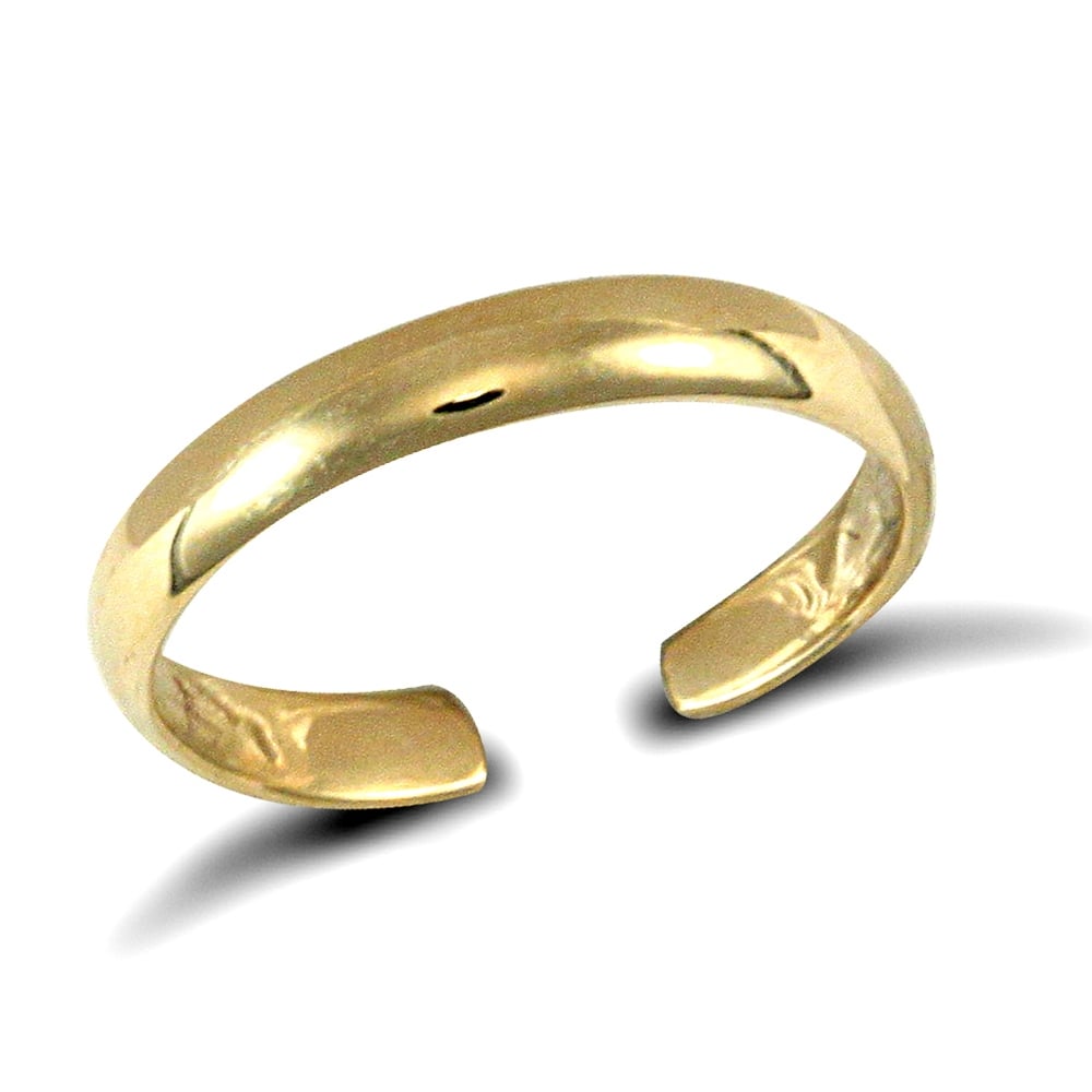 Ladies Solid 9ct Yellow Gold D-Shape Band Toe Ring