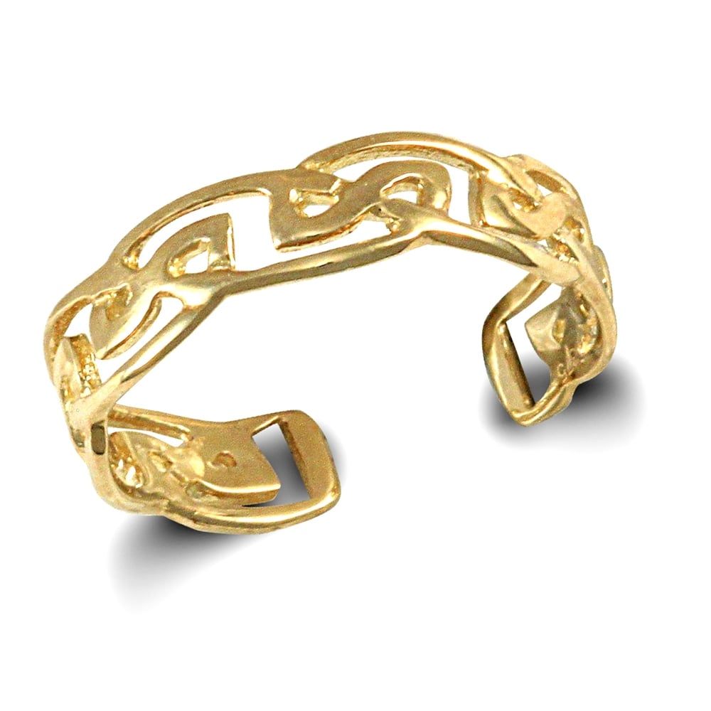 Ladies Solid 9ct Yellow Gold Celtic Filigree Band Toe Ring