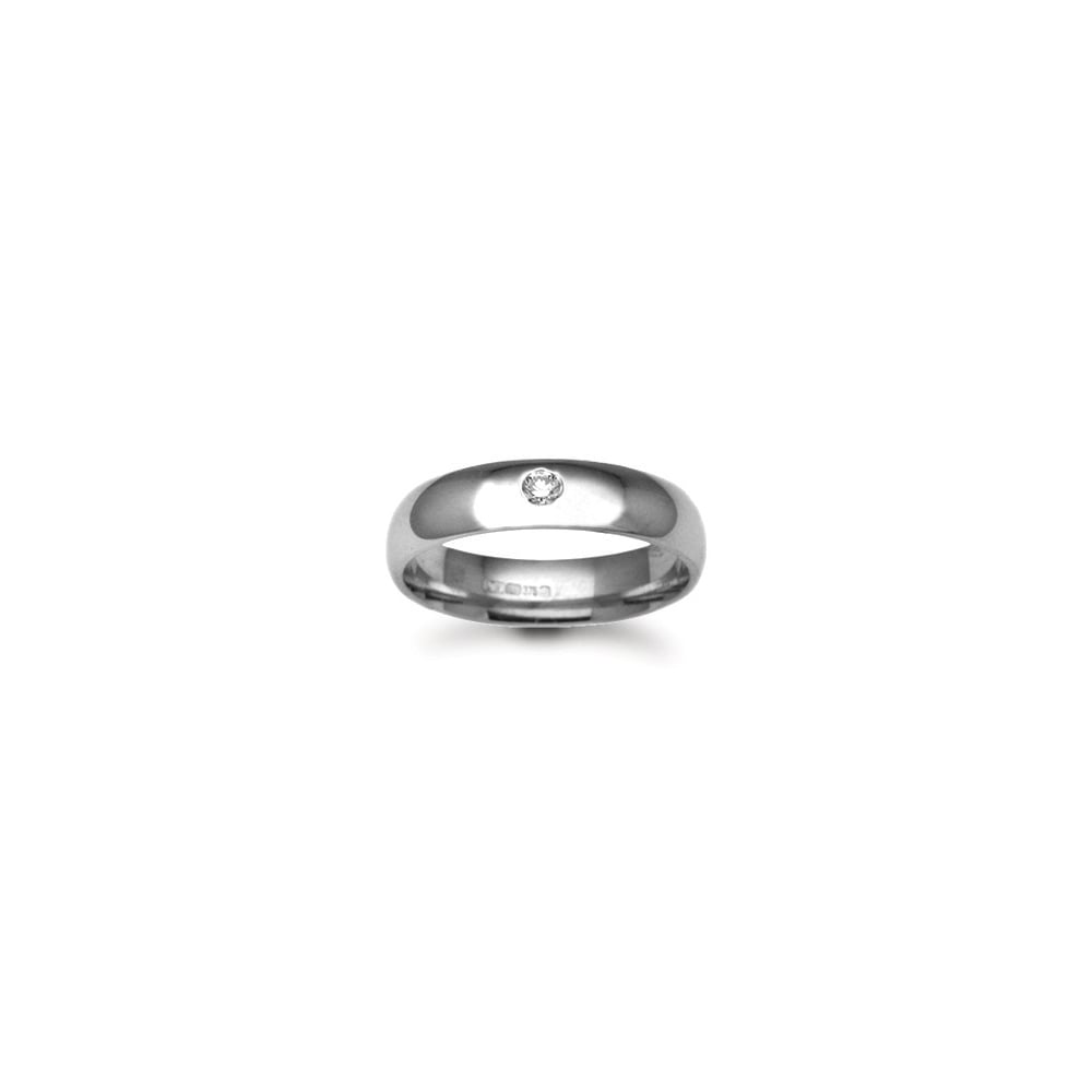 18ct Gold White 8mm Diamond 10pts Rubover set Wedding Ring