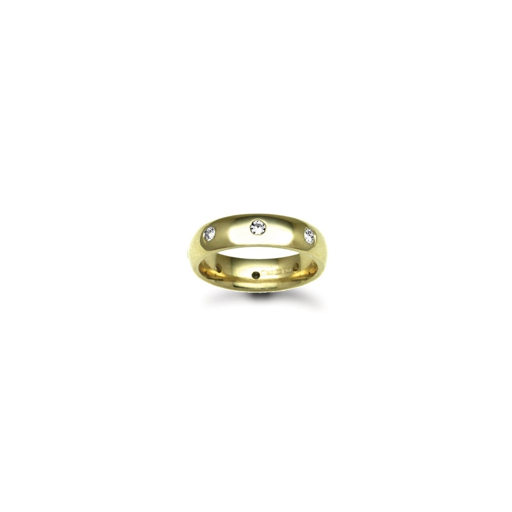 18ct Gold Yellow 4mm Diamond 24pts Rubover set Wedding Ring