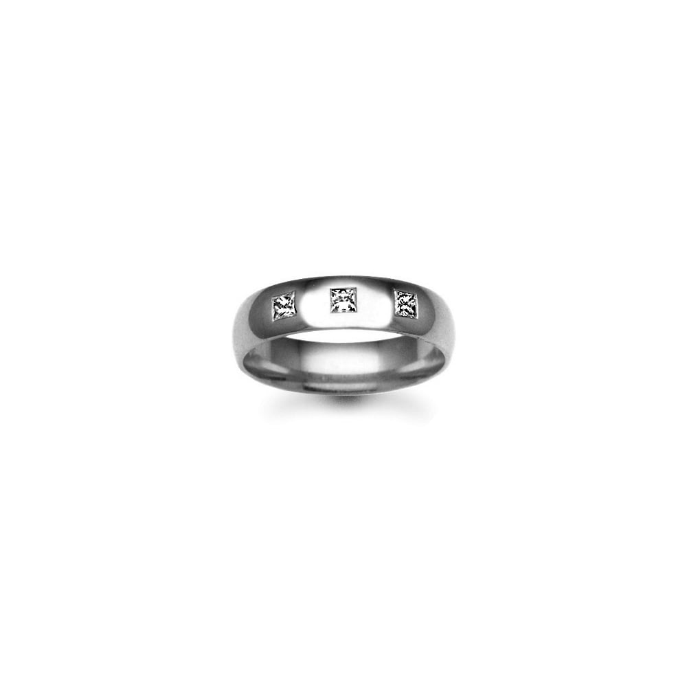 18ct Gold White 8mm Diamond 30pts Rubover set Wedding Ring