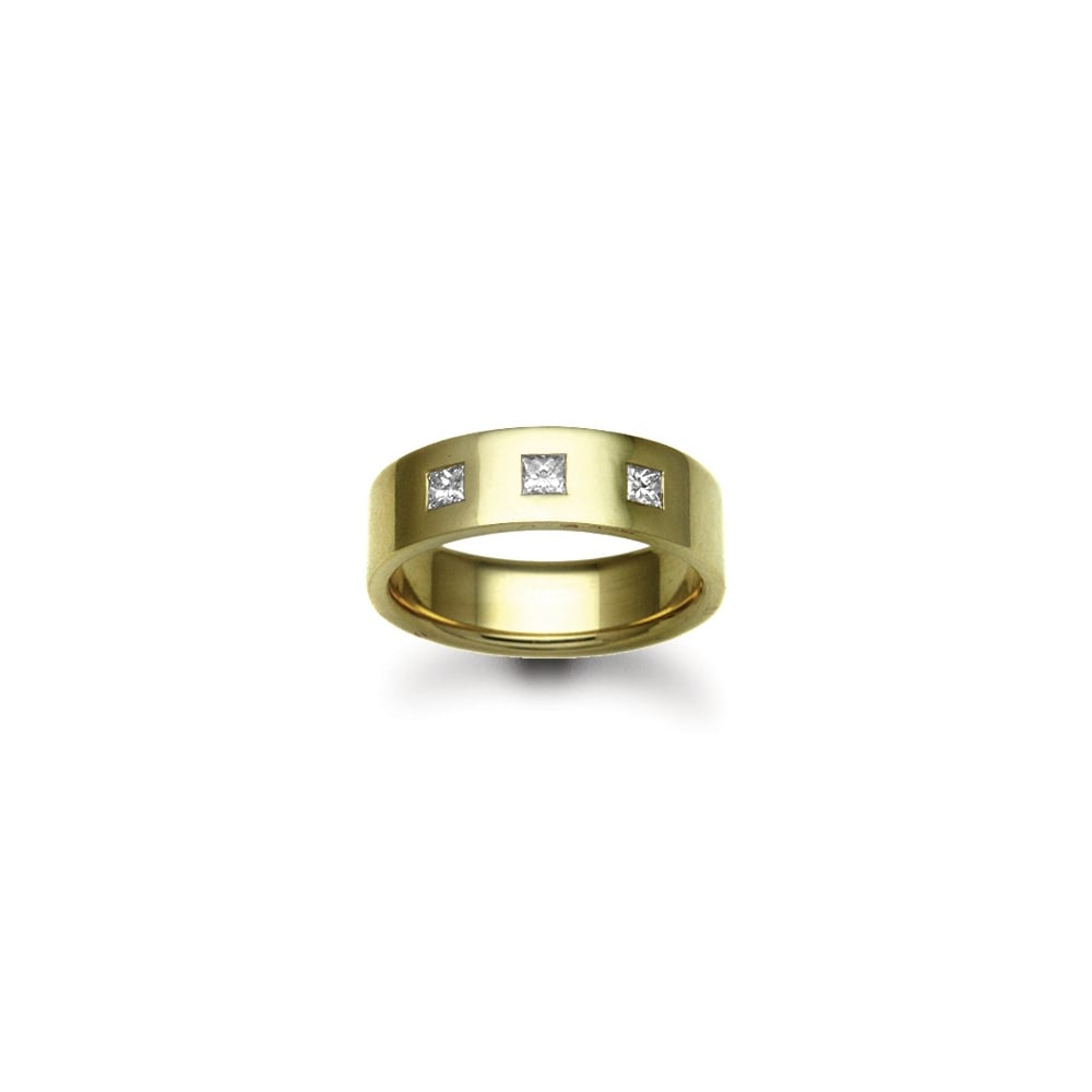 18ct Gold Yellow 5mm Diamond 21pts Rubover set Wedding Ring