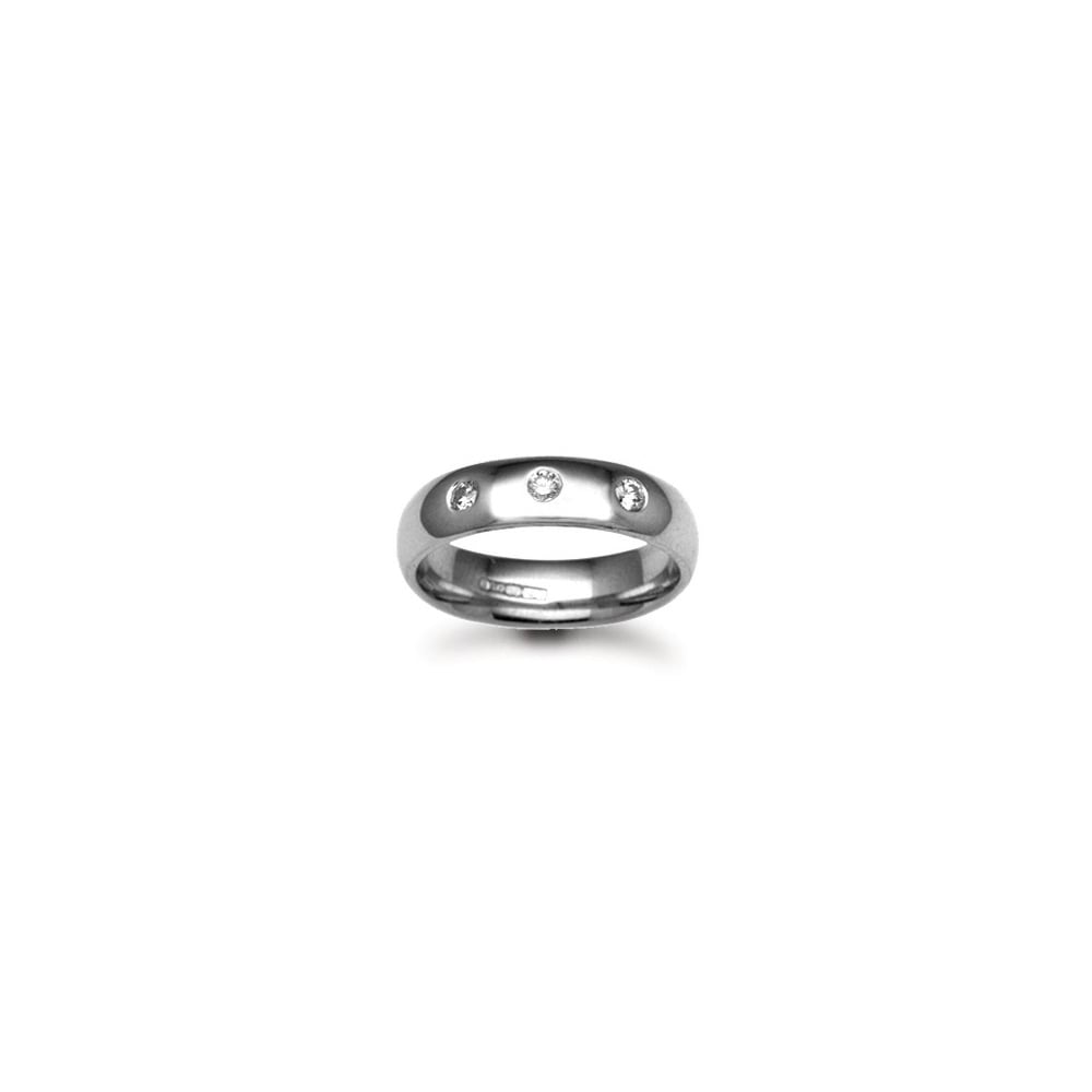 9ct Gold White 5mm Diamond 15pts Rubover set Wedding Ring