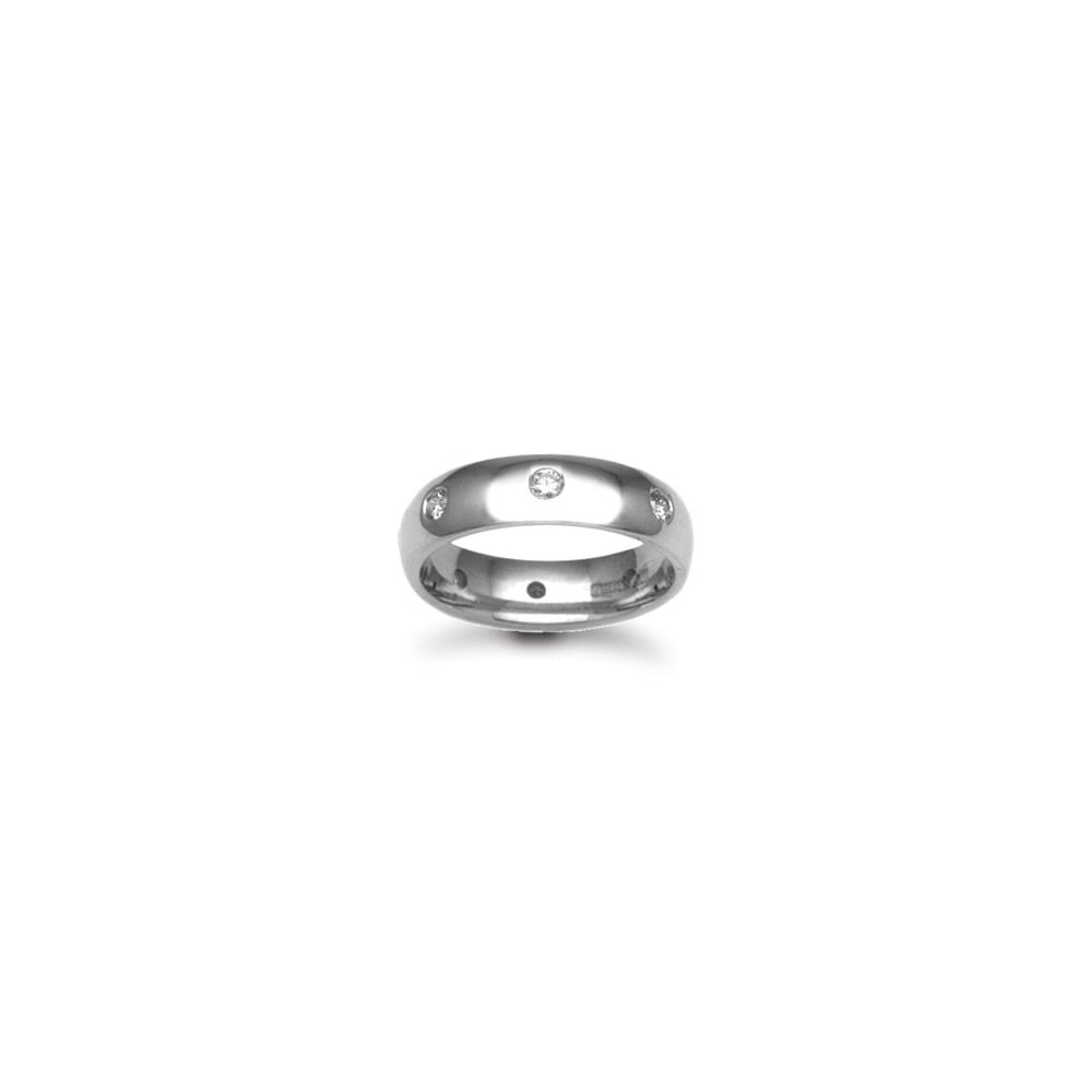 9ct Gold White 5mm Diamond 40pts Rubover set Wedding Ring