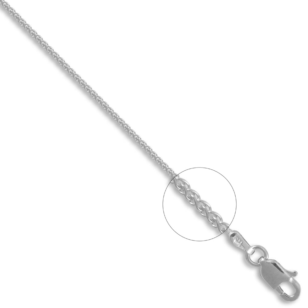 Unisex Solid 18ct White Gold Spiga 1mm Gauge Pendant Chain Necklace