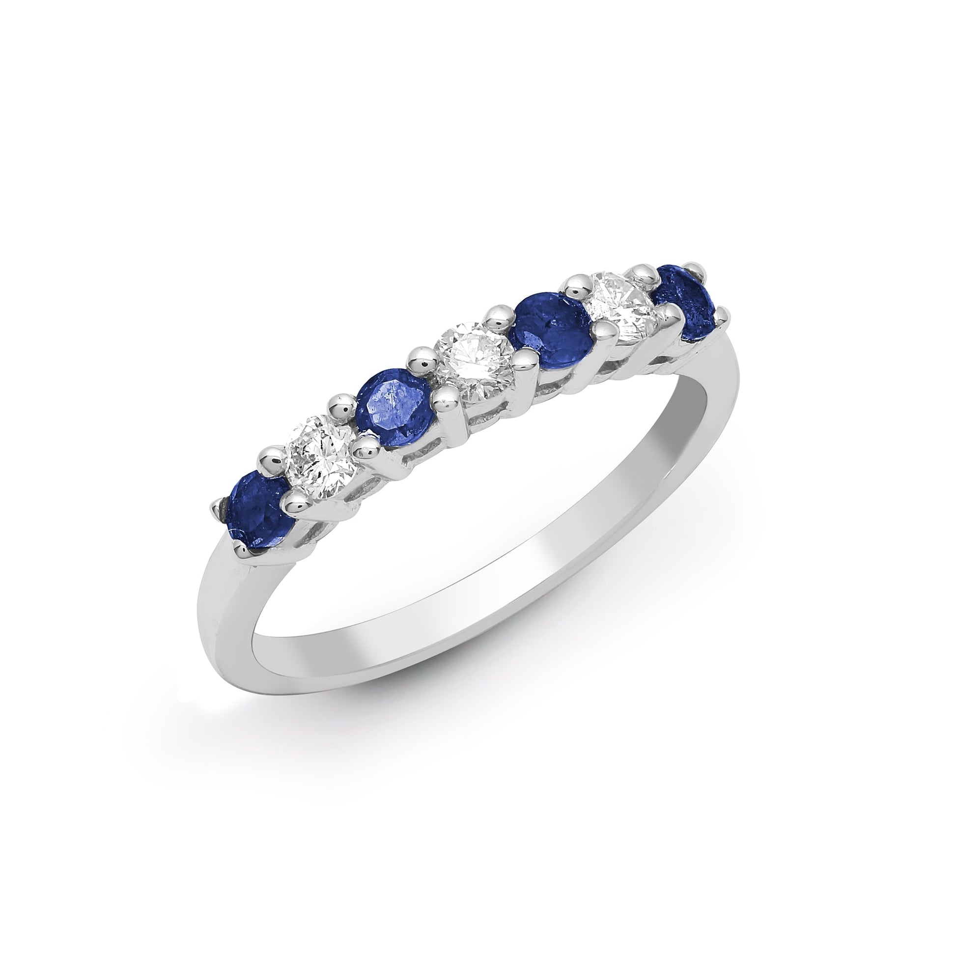 18ct White Diamond-20pts Sapphire-40pts Claw Set 1/2 ET
