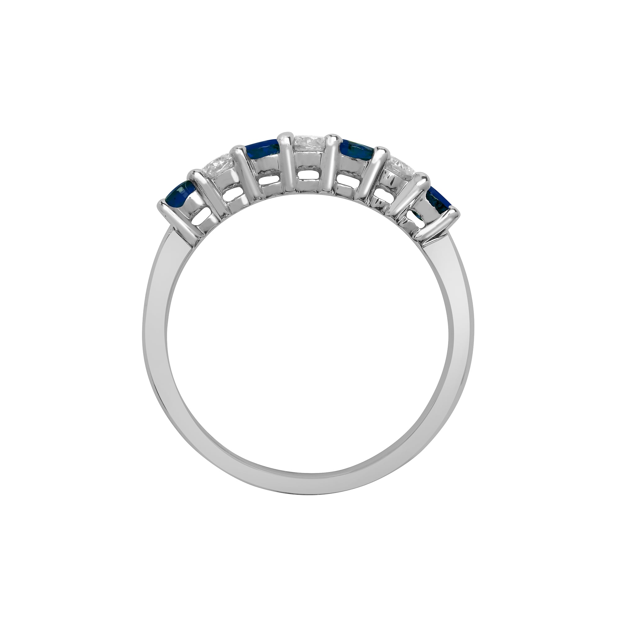 18ct White Diamond-20pts Sapphire-40pts Claw Set 1/2 ET