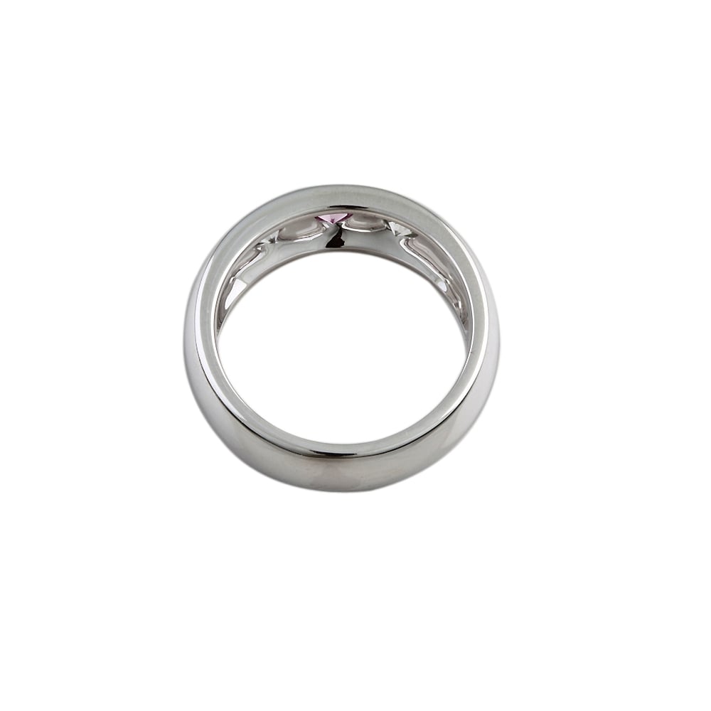 9ct White Gold Pink Sapphire and Diamond Three Stone Ring