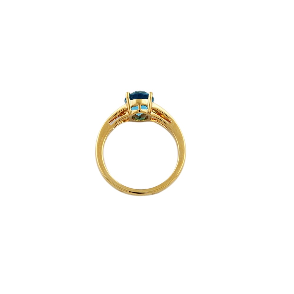 9ct Yellow Gold Blue Topaz Single Stone Ring 2.78ct