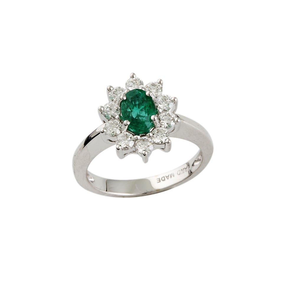9ct Gold Emerald and Diamond Cluster Ring