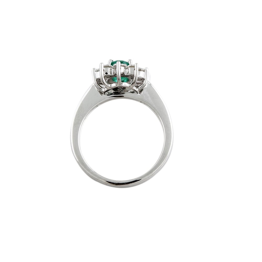 9ct Gold Emerald and Diamond Cluster Ring