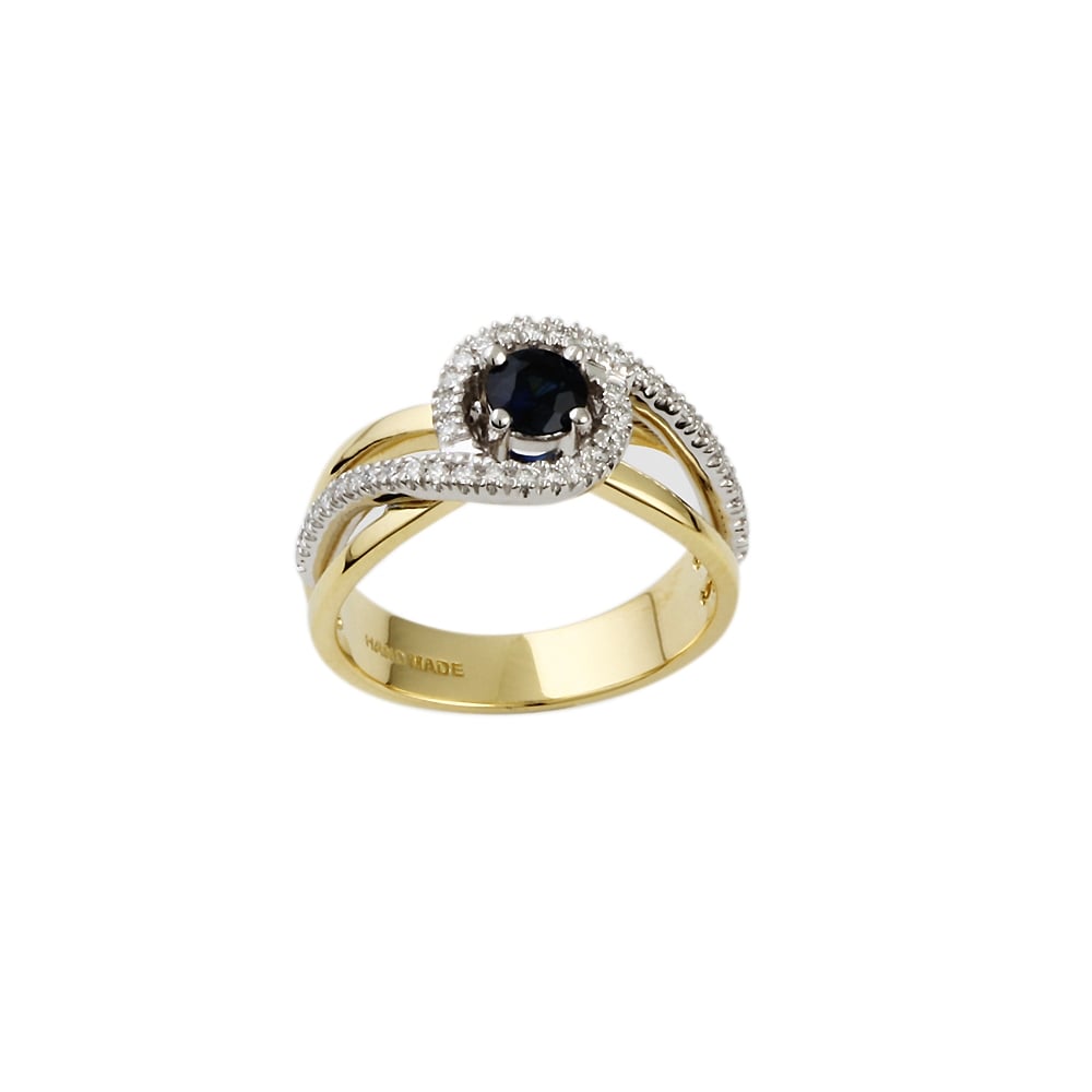 9ct gold Blue Sapphire and Diamond Dress Ring