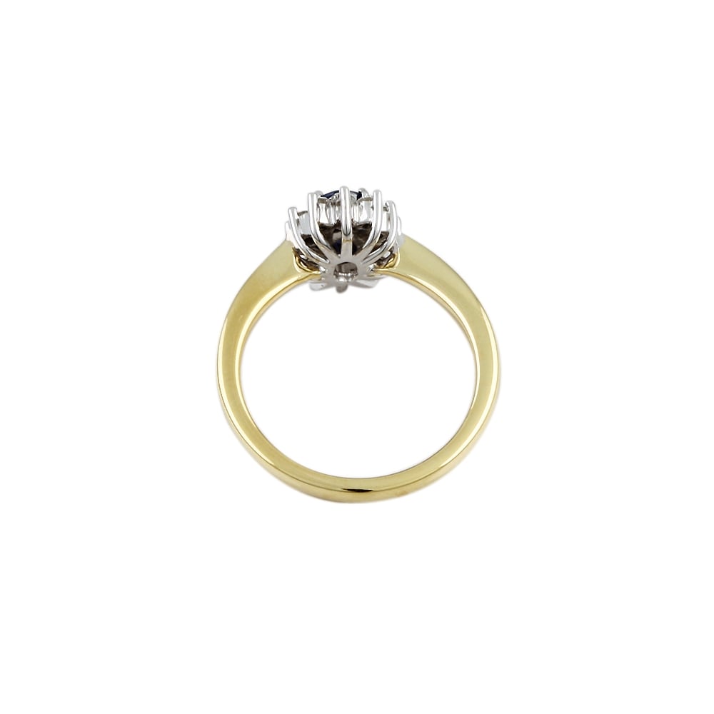 9ct Yellow and White Sapphire 0.50ct  and Diamond  0.22ct  Cluster Ring