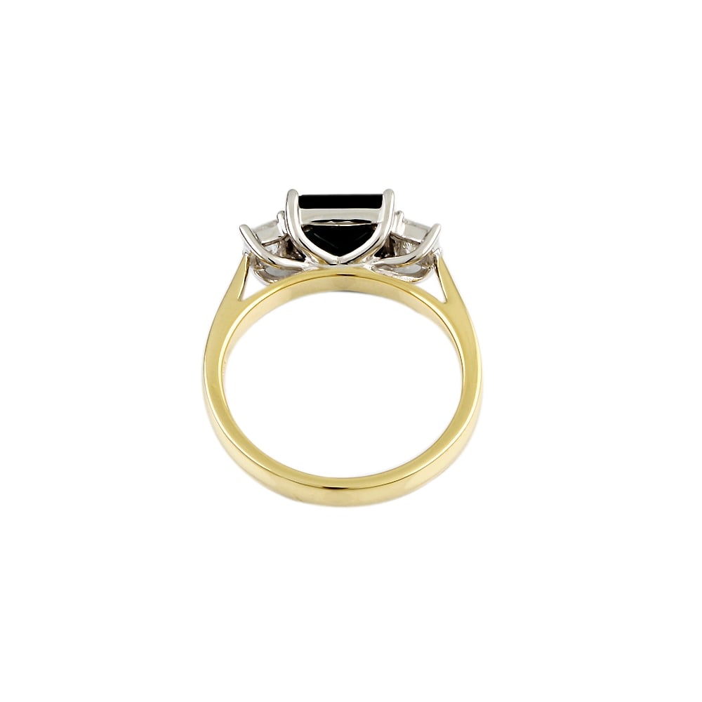 9ct Yellow and White Gold Diamond and Sapphire Three Stone Ring