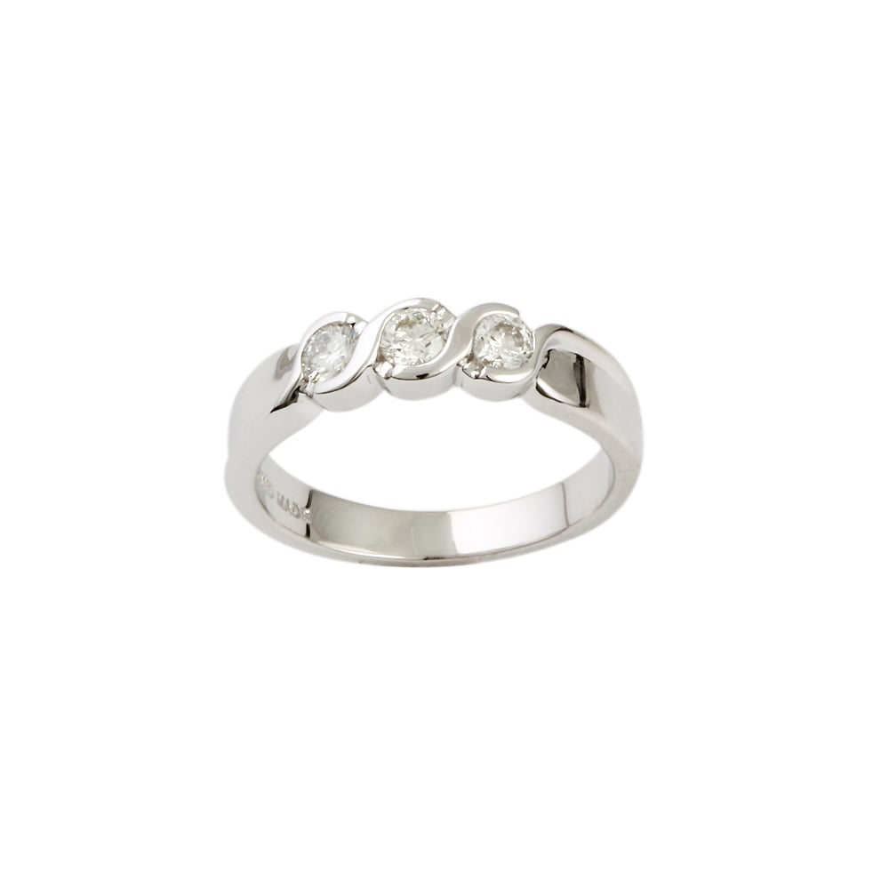 9ct White Gold Three Stone Ring 0.45ct
