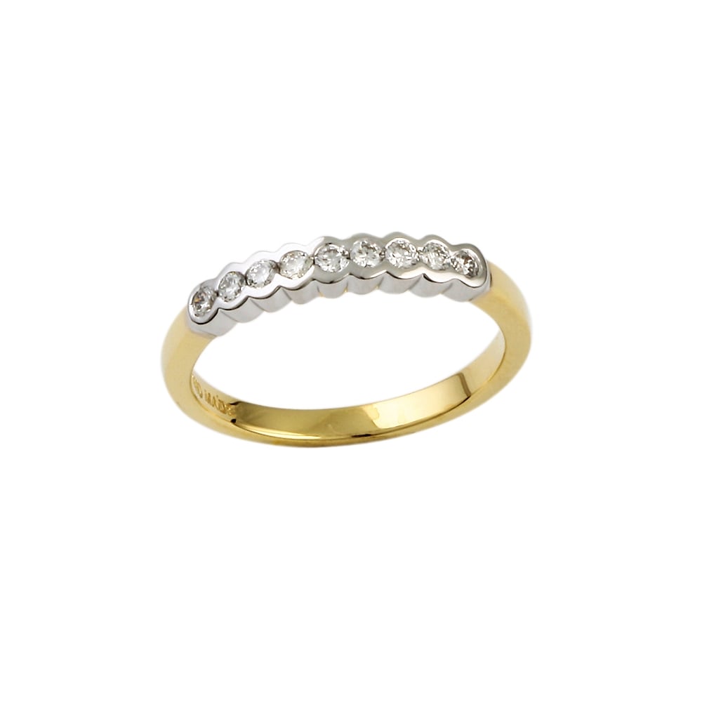 9ct Yellow and White Gold Diamond Half Eternity Ring 0.21ct