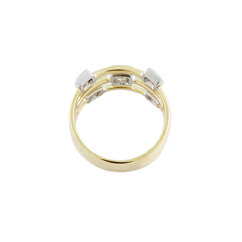 9ct Yellow and White Gold Diamond Bubble Ring 0.90ct