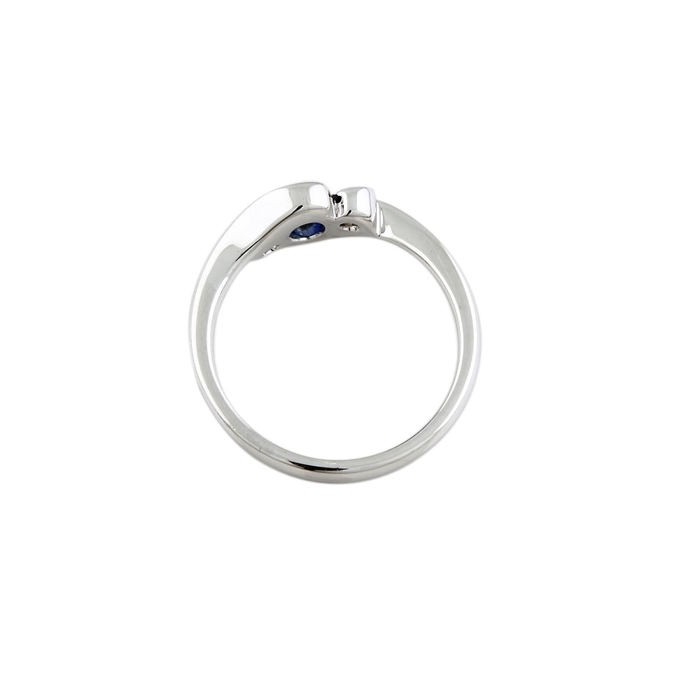 9ct Gold Blue Sapphire and Diamond Three Stone Ring