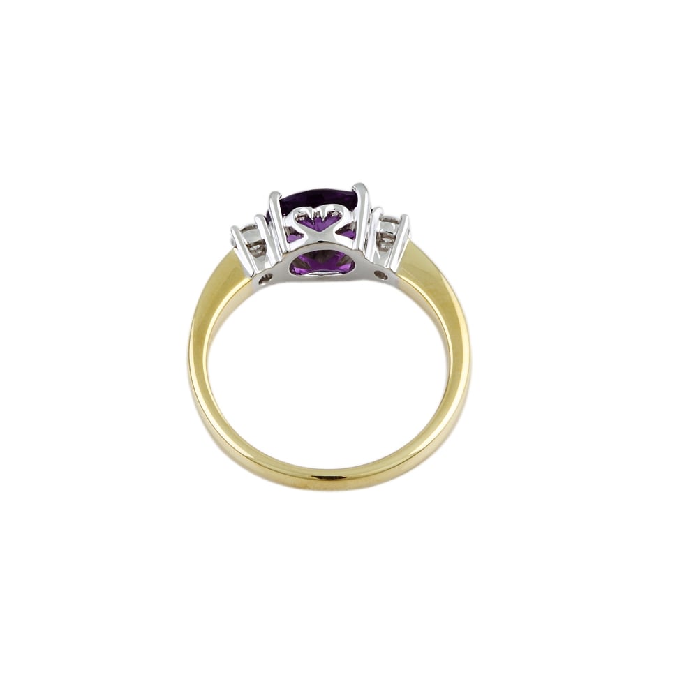 9ct Gold Amethyst 1.11ct and Diamond Ring 0.21ct