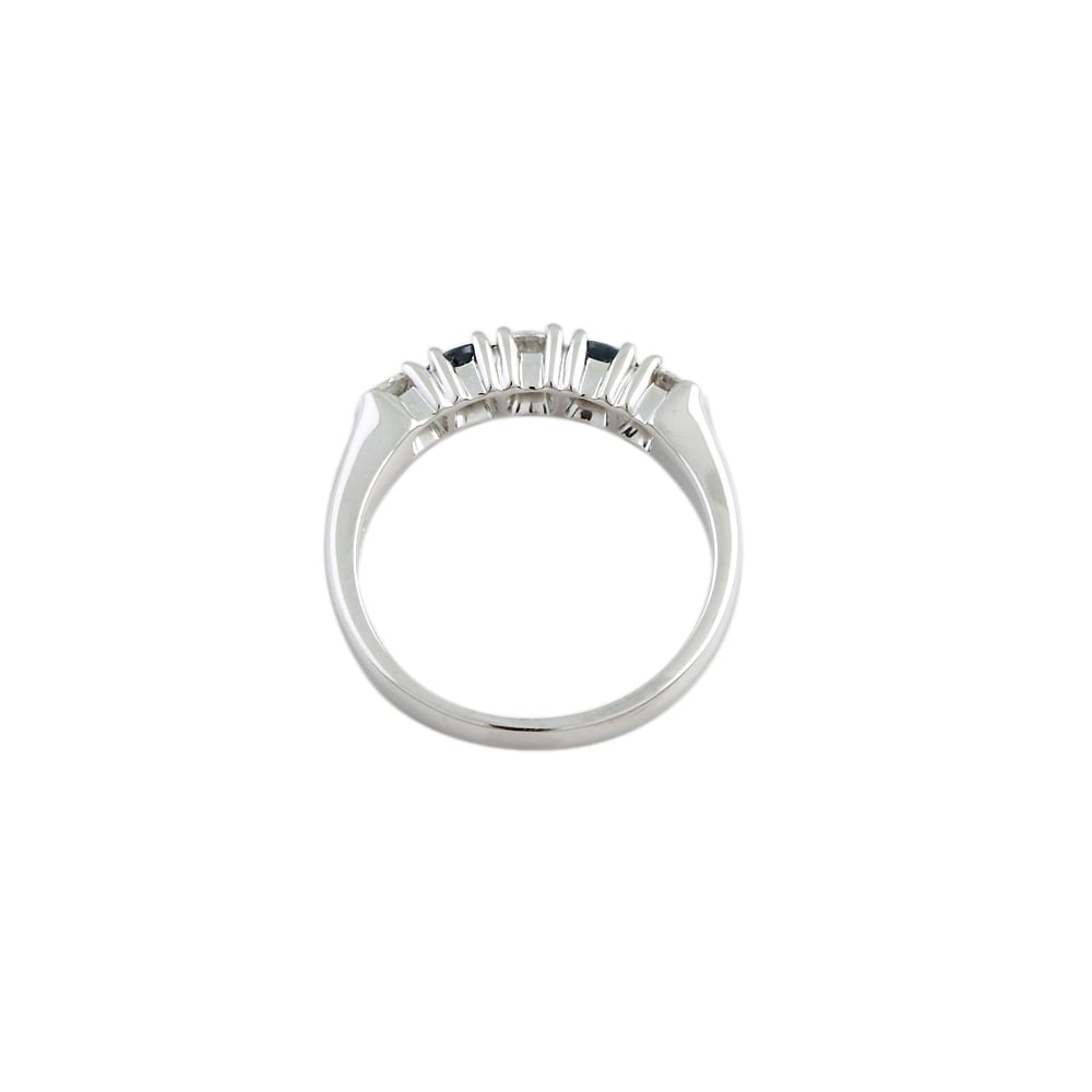 9ct gold Blue Sapphire and Diamond Five Stone Ring