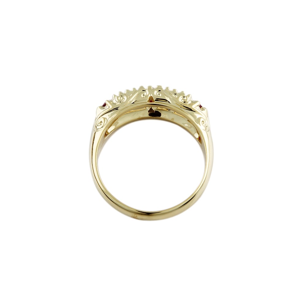 9ct Yellow Gold Ruby and Diamond Five Stone Ring