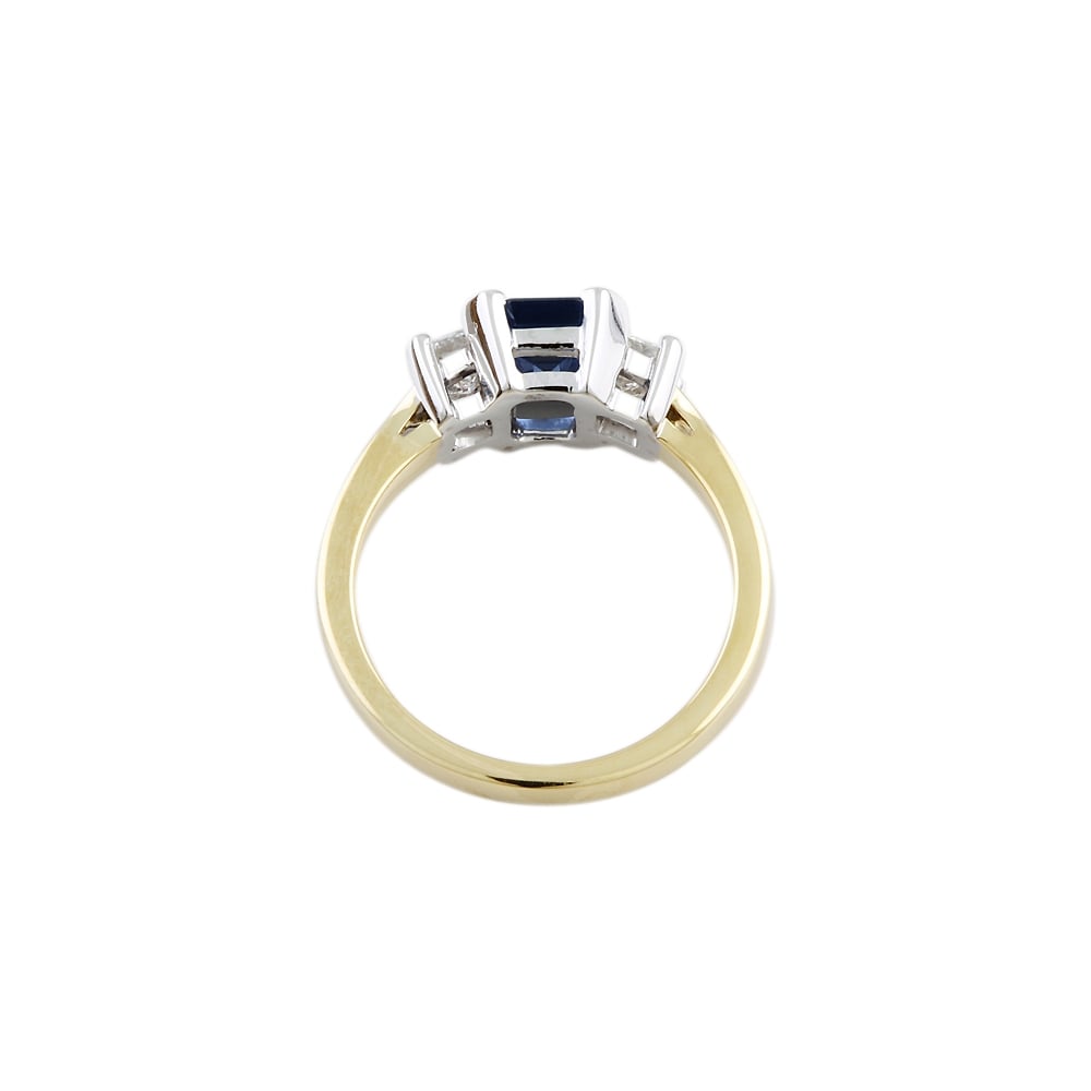 9ct Yellow and White Gold Sapphire and Diamond Three Stone Ring