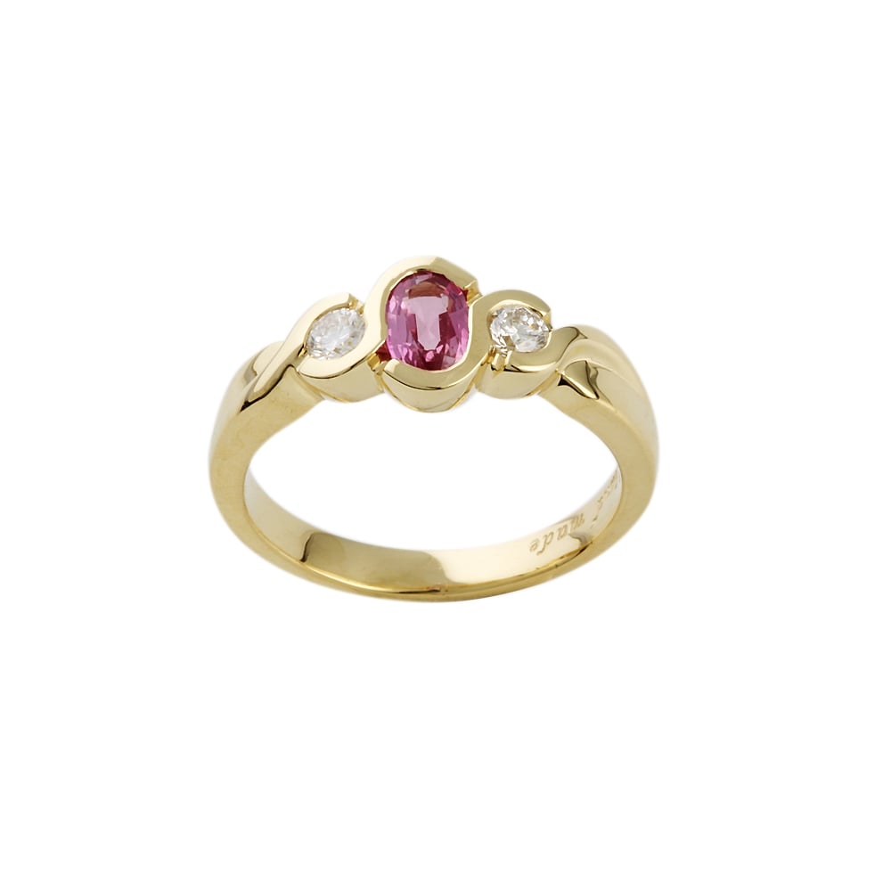 9ct Yellow Gold Sapphire and Diamond Three Stone Ring